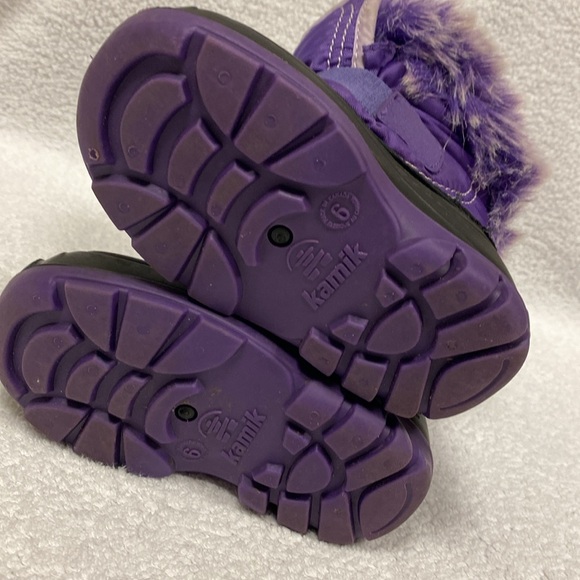 Kamik Girls Sugar Plum Snow Boots Purple Faux Fur Lined Hook Loop Round Toe 6 - Picture 9 of 9